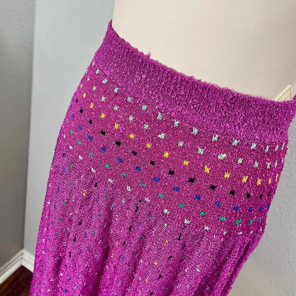 Vintage 80s Brenda French Magenta French Loom Skirt Scarf Set 25